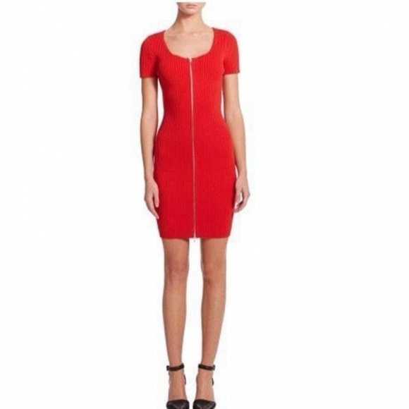 T by Alexander Wang Dresses & Skirts - T by Alexander Wang Red Ribbed Knit Dress